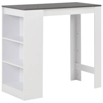 Bar Table with Shelf White 110x50x103 cm