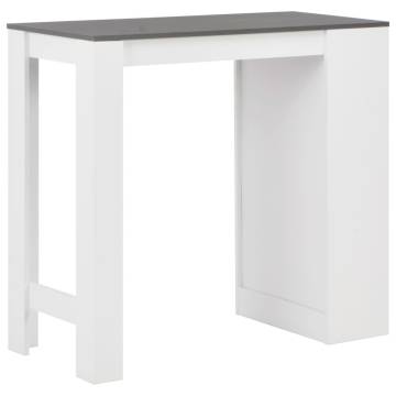 Bar Table with Shelf White 110x50x103 cm