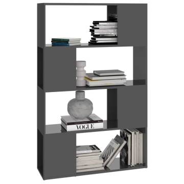 Book Cabinet Room Divider High Gloss Grey 80x24x124.5 cm