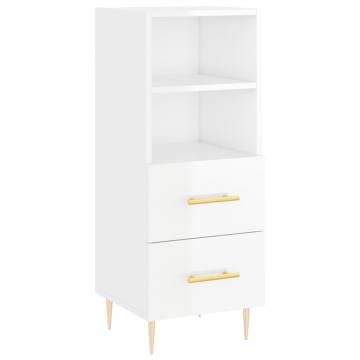 Highboard High Gloss White 34.5x34x180 cm Engineered Wood