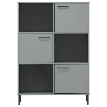 Bookcase with Metal Legs Grey 90x35x128.5 cm Solid Wood OSLO