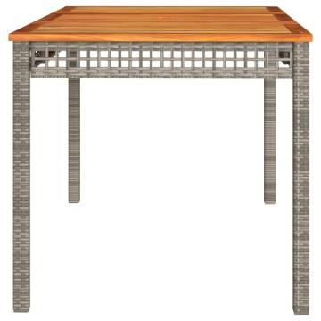 Garden Table Grey 140x80x75 cm Poly Rattan Acacia Wood