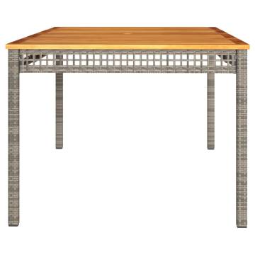 Garden Table Grey 180x90x75 cm Poly Rattan Acacia Wood