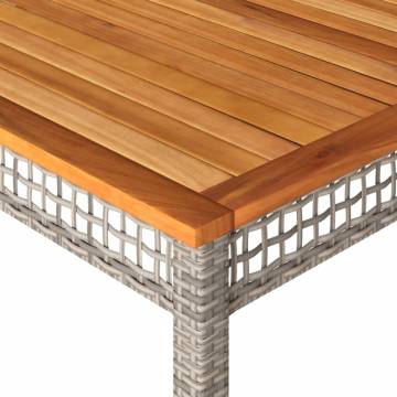 Garden Table Grey 180x90x75 cm Poly Rattan Acacia Wood