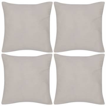 4 Beige Cushion Covers Cotton 50 x 50 cm