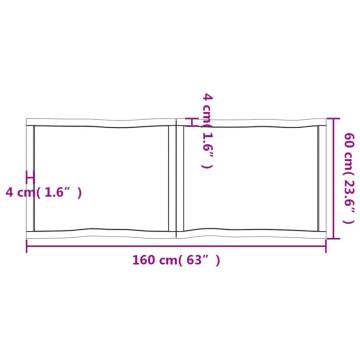 Table Top 160x60x(2-6) cm Untreated Solid Wood Live Edge