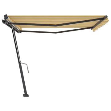 Freestanding Manual Retractable Awning 400x300 cm Yellow/White