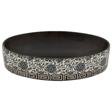 Countertop Basin Black and Blue Oval 56.5x36.5x13.5 cm Ceramic