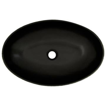 Countertop Basin Black and Blue Oval 56.5x36.5x13.5 cm Ceramic