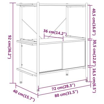 3-Tier Shelving Unit with Cabinet 80x40x92 cm Steel and Engineered Wood