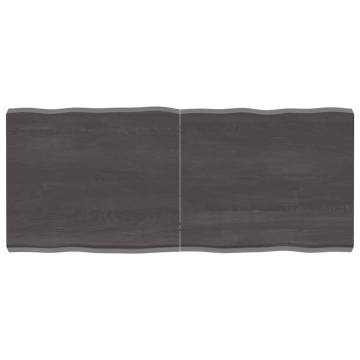 Table Top Dark Brown 140x60x(2-6) cm Treated Solid Wood Live Edge