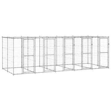 Outdoor Dog Kennel Galvanised Steel with Roof 12.1 m²