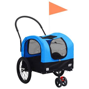 2-in-1 Pet Bike Trailer & Jogging Stroller Blue and Black