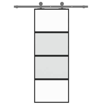 Sliding Door Black 76x205 cm Tempered Glass and Aluminium