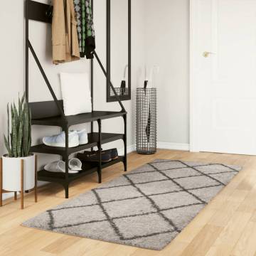 Shaggy Rug High Pile Modern Beige and Anthracite 80x200 cm