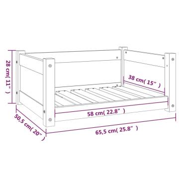 Dog Bed Grey 65.5x50.5x28 cm Solid Pine Wood