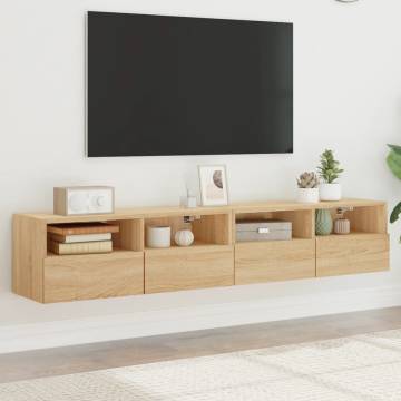 TV Wall Cabinets 2 pcs Sonoma Oak 80x30x30 cm Engineered Wood