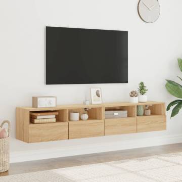 TV Wall Cabinets 2 pcs Sonoma Oak 80x30x30 cm Engineered Wood