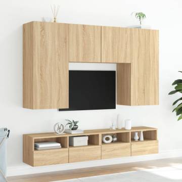 TV Wall Cabinets 2 pcs Sonoma Oak 80x30x30 cm Engineered Wood