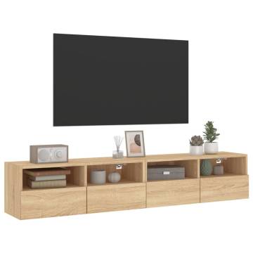 TV Wall Cabinets 2 pcs Sonoma Oak 80x30x30 cm Engineered Wood