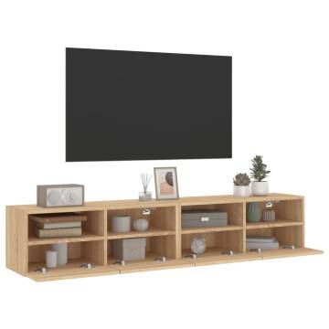 TV Wall Cabinets 2 pcs Sonoma Oak 80x30x30 cm Engineered Wood