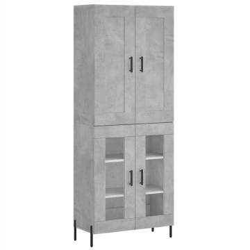 Highboard Concrete Grey 69.5x34x180 cm Engineered Wood