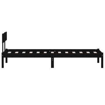 Bed Frame Black Solid Wood 75x190 cm Small Single