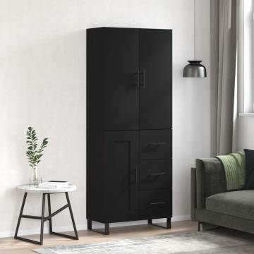 Highboard Black 69.5x34x180 cm Engineered Wood