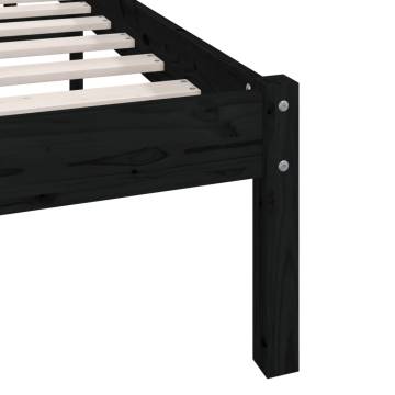 Bed Frame Black Solid Wood 75x190 cm Small Single