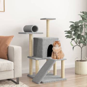 Cat Tree with Sisal Scratching Posts Light Grey 110.5 cm