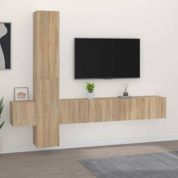 5 Piece TV Cabinet Set Sonoma Oak Engineered Wood