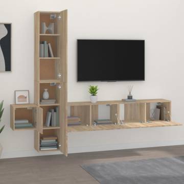 5 Piece TV Cabinet Set Sonoma Oak Engineered Wood