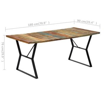 Dining Table 180x90x76 cm Solid Reclaimed Wood