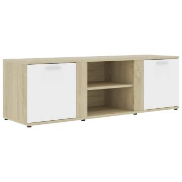 TV Cabinet White and Sonoma Oak 120x34x37 cm Engineered Wood