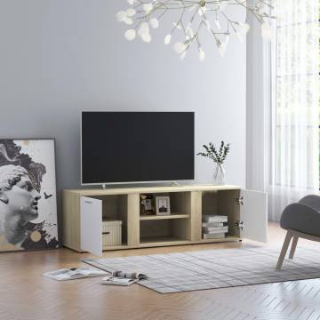 TV Cabinet White and Sonoma Oak 120x34x37 cm Engineered Wood