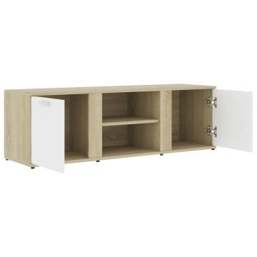 TV Cabinet White and Sonoma Oak 120x34x37 cm Engineered Wood