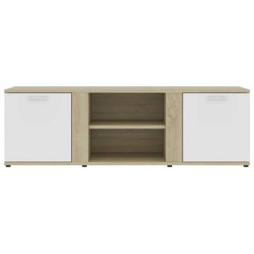 TV Cabinet White and Sonoma Oak 120x34x37 cm Engineered Wood