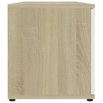 TV Cabinet White and Sonoma Oak 120x34x37 cm Engineered Wood