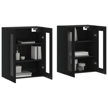 Wall Mounted Cabinets 2 pcs Black Engineered Wood