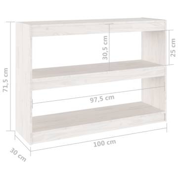 Book Cabinet Room Divider White 100x30x71.5 cm Pinewood