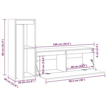 TV Cabinets 2 pcs Grey Solid Wood Pine