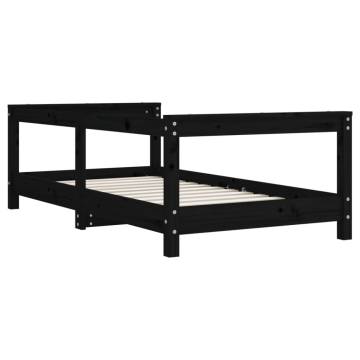 Kids Bed Frame Black 70x140 cm Solid Wood Pine