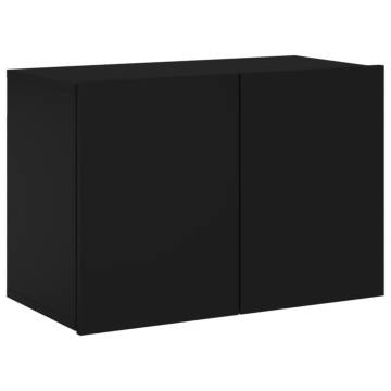 5 Piece TV Wall Units Black Engineered Wood