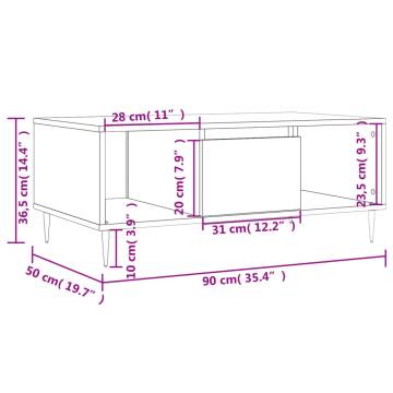 Coffee Table Brown Oak 90x50x36.5 cm Engineered Wood