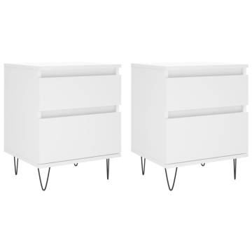 Bedside Cabinets 2 pcs White 40x35x50 cm Engineered Wood