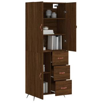 Highboard Brown Oak 69.5x34x180 cm Engineered Wood