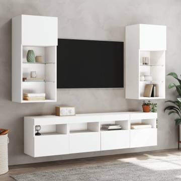 TV Wall Cabinets with LED Lights 2 pcs White 40x30x40 cm