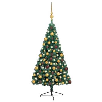 Artificial Half Pre-lit Christmas Tree with Ball Set Green 180 cm