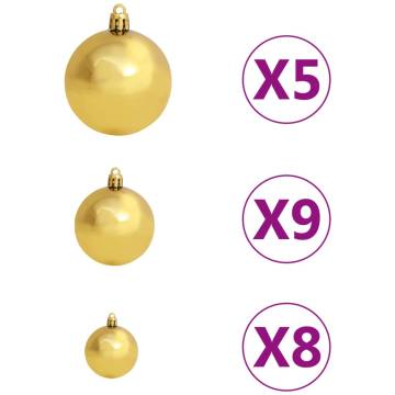 Artificial Half Pre-lit Christmas Tree with Ball Set Green 180 cm