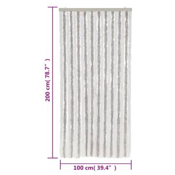 Fly Curtain Light Grey and White 100x200 cm Chenille